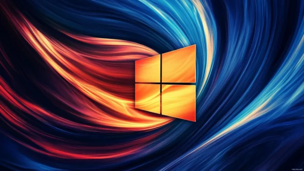 Abstract Windows 11 wallpaper design for lock screen, inspired by the default Windows swirl with deep contrasts.
