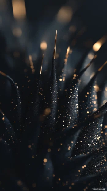 Abstract black spikes with subtle reflections and shine.