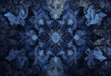 Abstract dark blue fractal design, commonly used as dark wallpapers for PC.