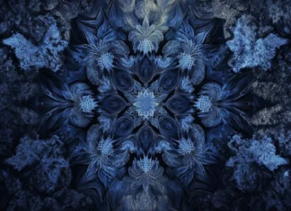 Abstract dark blue fractal design, commonly used as dark wallpapers for PC.