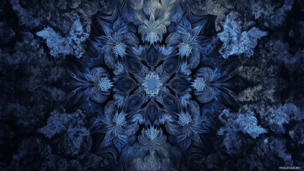 Abstract dark blue fractal design, commonly used as dark wallpapers for PC.