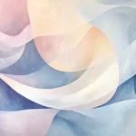 Abstract fluid shapes in soft pastel tones.