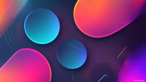 Abstract geometric patterns in neon tones, ideal for HD wallpapers for desktop users.