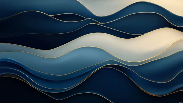 Abstract minimalist waves in gradient blue and gold.
