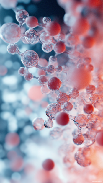 Abstract molecular clusters shifting across soft gradients.