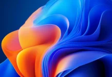 Abstract motion blur style Windows 11 lock screen background for desktop.