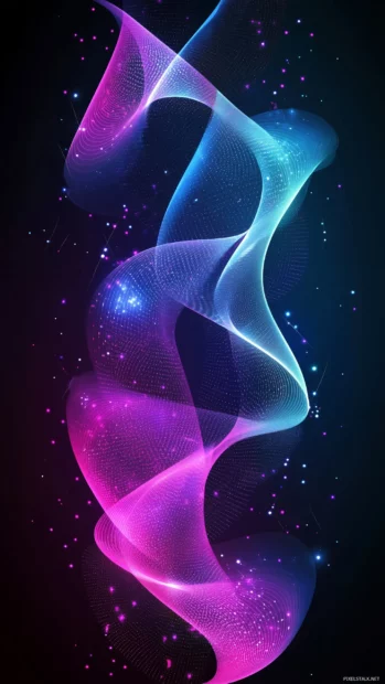 Abstract neon waves flowing seamlessly in vibrant pink, blue, and purple hues.