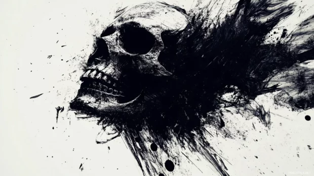 Abstract skull desktop wallpapers HD designed with digital ink splashes.