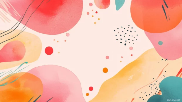 Abstract, watercolor background, dynamic fluid shapes, splashes.