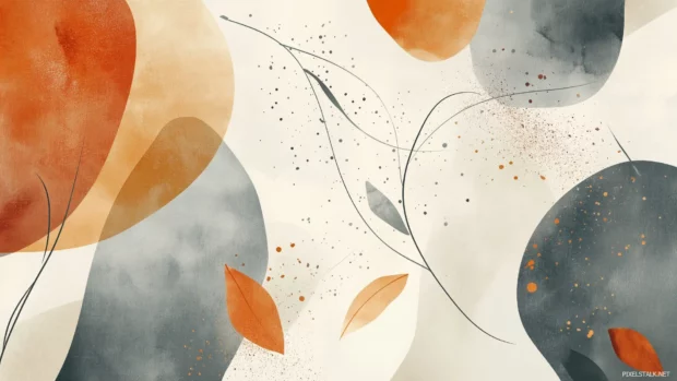 Abstract watercolor background with dynamic, fluid shapes and splashes.