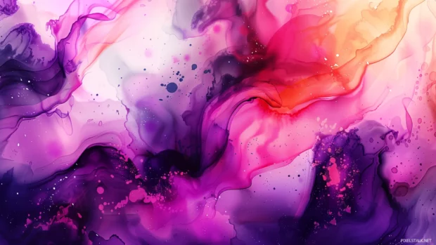 Abstract watercolor background with dynamic, fluid shapes and splashes.