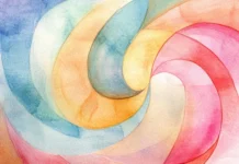 Abstract watercolor swirls creating a soft dreamy mood.