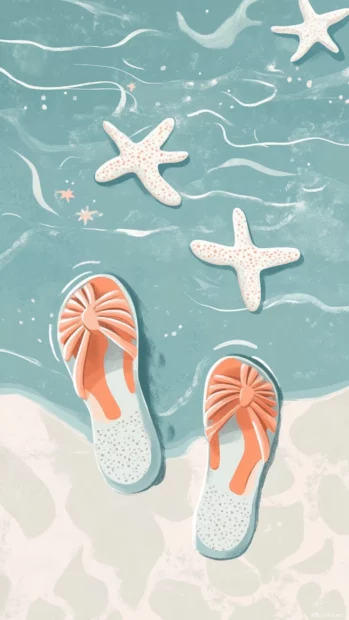 Adorable summertime mood with dainty sandals and soft pastel seas.