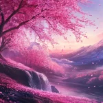 Aesthetic anime scenery with cherry blossoms, ideal anime wallpapers for desktop.