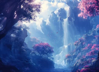 Aesthetic anime wallpaper for PC, dreamy tones, highly detailed scene.