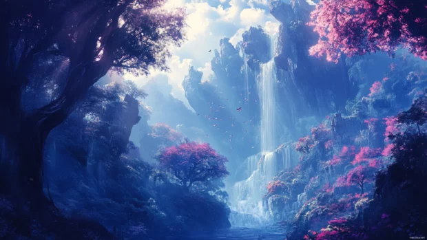 Aesthetic anime wallpaper for PC, dreamy tones, highly detailed scene.