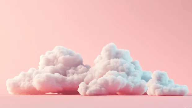 Aesthetic composition featuring Soft fluffy clouds, soft tones.