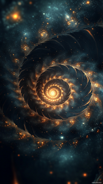 Aesthetic lock screen wallpapers for Android with abstract fractal patterns pulsating in darkness.