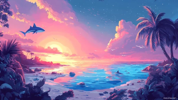 Aesthetic marine theme featuring shark desktop wallpapers in quality.