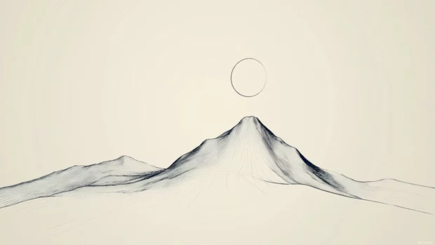 Aesthetic minimalist scene featuring Outline of a hill, ultra HD.
