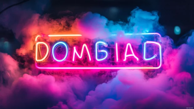 Aesthetic neon sign saying dreams in vibrant colors, Colorful neon sign aesthetic.