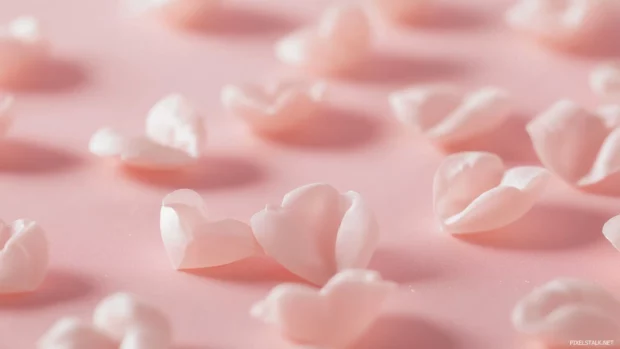 Aesthetic pink pastel background with cute heart patterns and soft sparkles.