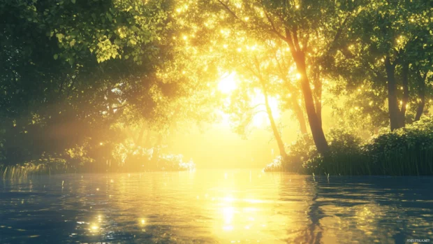 Aesthetic summer glow with layered light reflections on water.