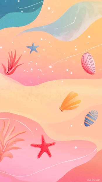 Aesthetic summer tones featuring smooth gradient backgrounds and small cute beachy icons for a light, playful effect.