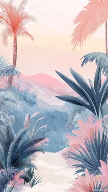 Aesthetic summer wallpapers filled with soft pastel colors and cute tropical illustrations, perfect for a refreshing look.
