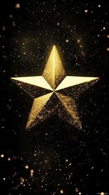 Against a pitch black sky, one golden star is glowing softly with a faint hint of surrounding stardust.