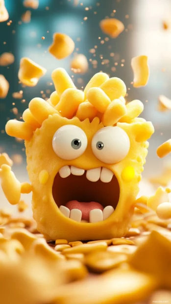 Amusing Funny Lock screen Wallpapers showing quirky food characters with funny expressions.