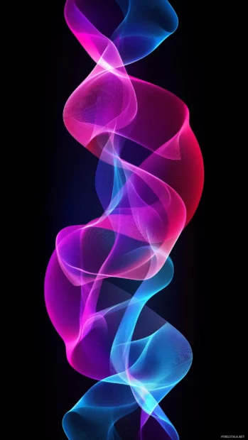 An abstract neon waves flowing seamlessly in vibrant pink, blue, and purple hue.