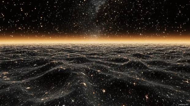 Ancient black starry fields stretching to infinity.