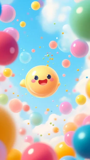 Animated Moving Cartoons wallpaper of cheerful bubbles floating and popping.