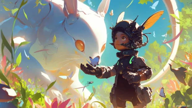 Animated cartoon wallpaper HD for desktop computer with sci fi robot animals.
