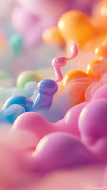 Animated swirl of candy colored fog drifting through layers of trippy haze.