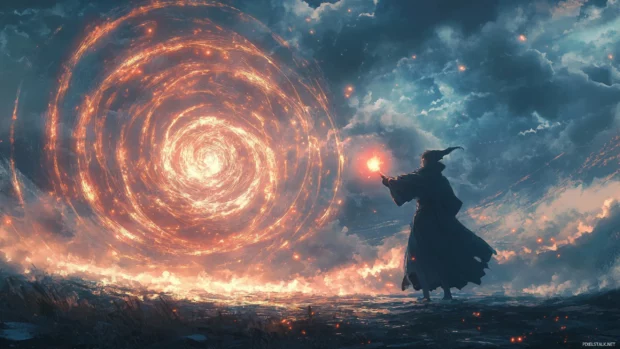 Anime sorcerers casting spells with swirling magical circles.