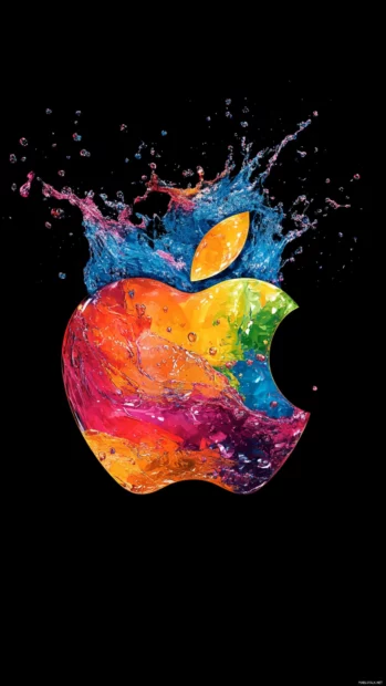 Apple iPhone Wallpapers designed with vibrant colorful Apple icon splash.