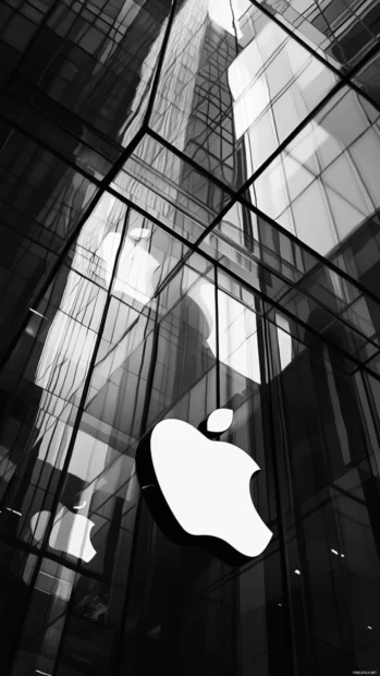 Apple iPhone Wallpapers featuring modern Apple logo reflections on glass.