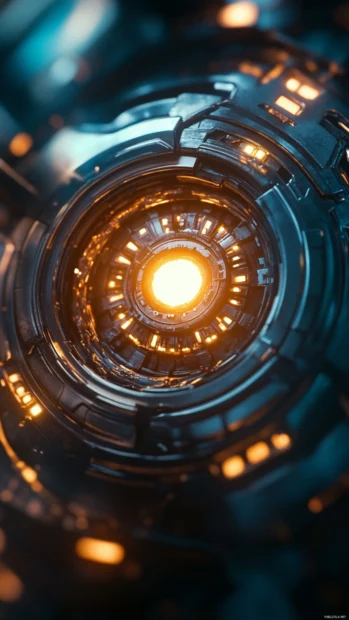 Arc reactor glowing through chest plate, powerful centerpiece for Iron Man iPhone Wallpapers 4K.