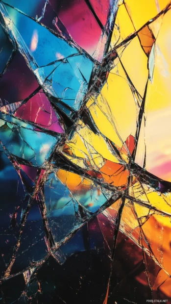 Art inspired Broken Screen for iPhone with abstract shattered effects.