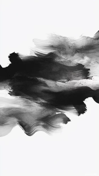 Artistic black and white watercolor strokes forming a stylish iPhone wallpaper.