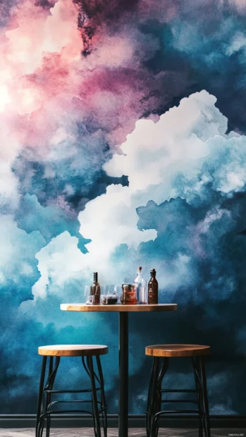 Artistic watercolor clouds wallpaper with expressive loose brushstrokes.