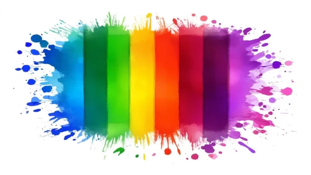 Artistic watercolor painting background with vibrant strokes and splashes.