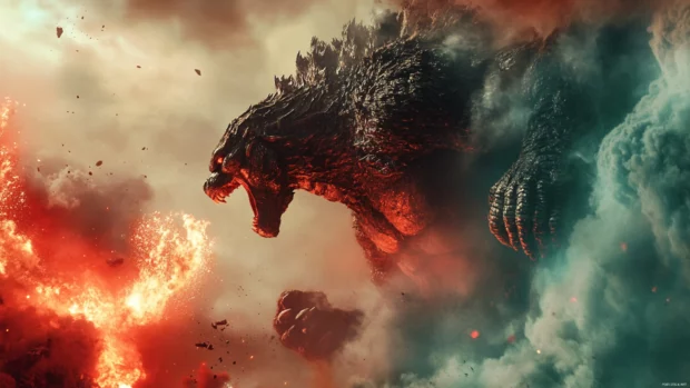 Atomic breath vs fist strike in Godzilla x Kong wallpapers 4K resolution.