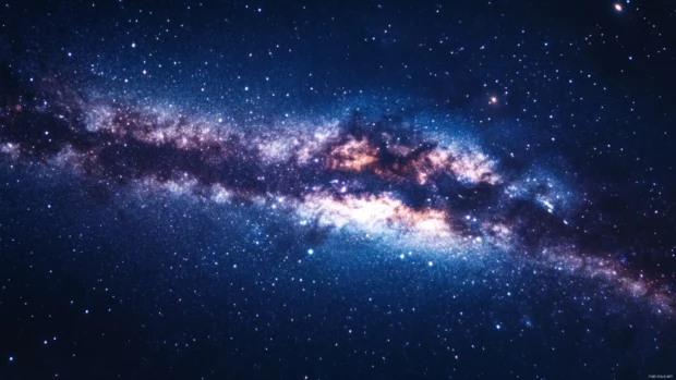 Aurora streams blending with scattered starlight, setting the perfect backdrop for brilliant stars galaxy wallpaper.