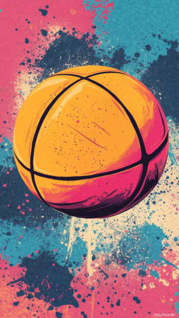 Basketball themed pop art iPhone wallpaper.