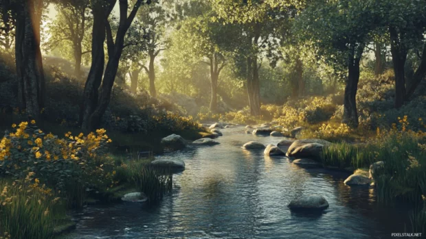 Beautifull gentle streams weaving through forests.