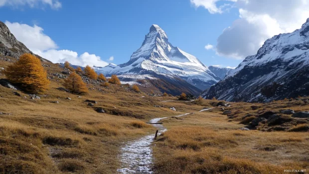 Beautifull winding trails through alpine fields.