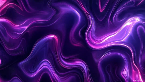Black background with smooth flowing purple neon waves seamlessly blending.